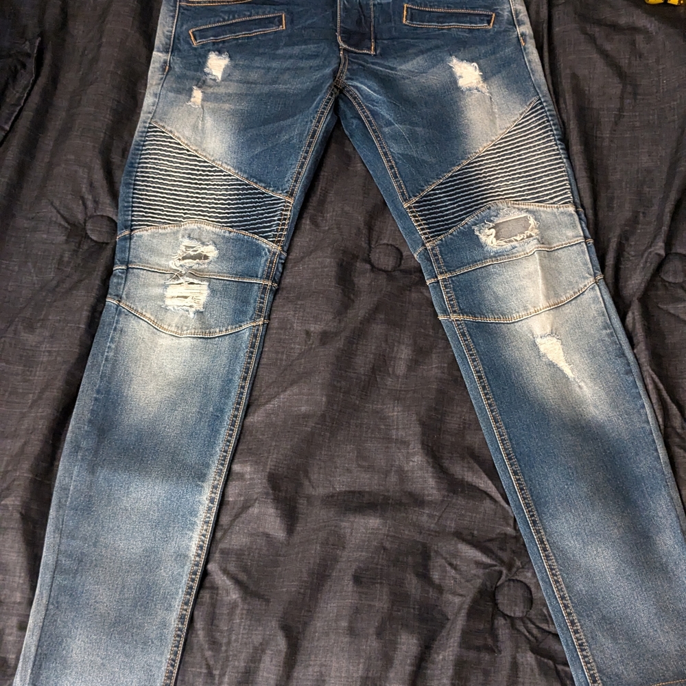 Men's Blue Distressed Jeans